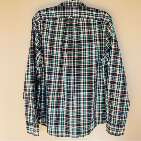GAP Navy Green White Plaid Shirt EUC - Picture 2 of 4